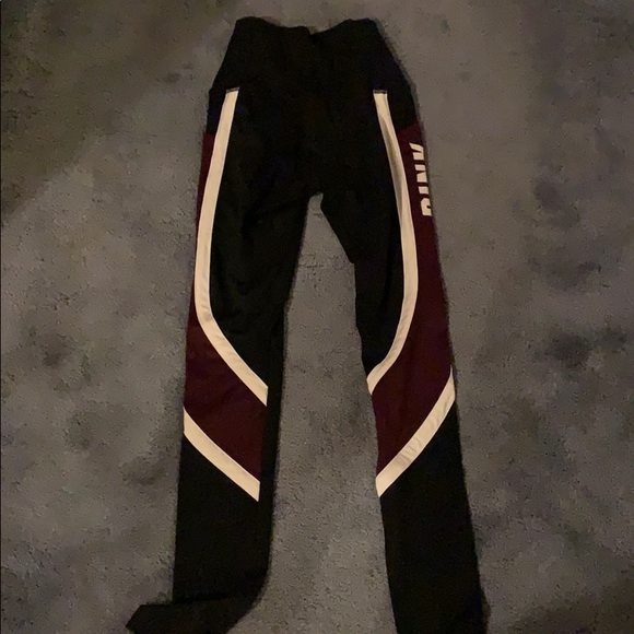 VsPink Black and Maroon Yoga Leggings - Picture 2 of 3